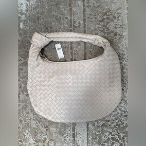 Anthropologie Cream Woven Hobo Bag